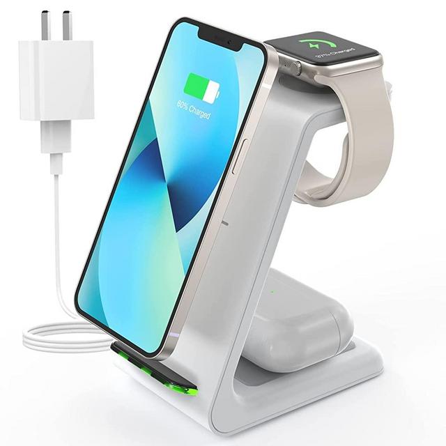 Wireless Charging Station for Apple, 3 in 1 Charging Stand for iPhone 13/12/11/X/8/SE Series, iWatch 7/6/SE/5/4/3/2, AirPods 3/Pro/2