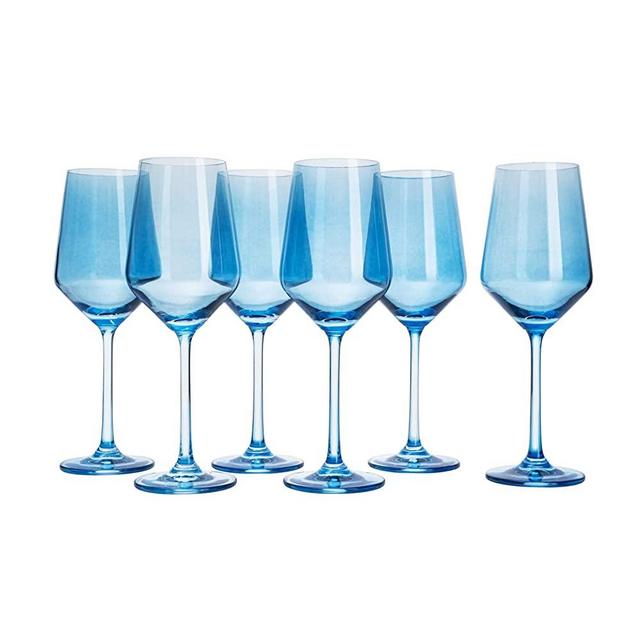 Colored Wine Glass Set, Large 12 oz Glasses Set of 6, Unique