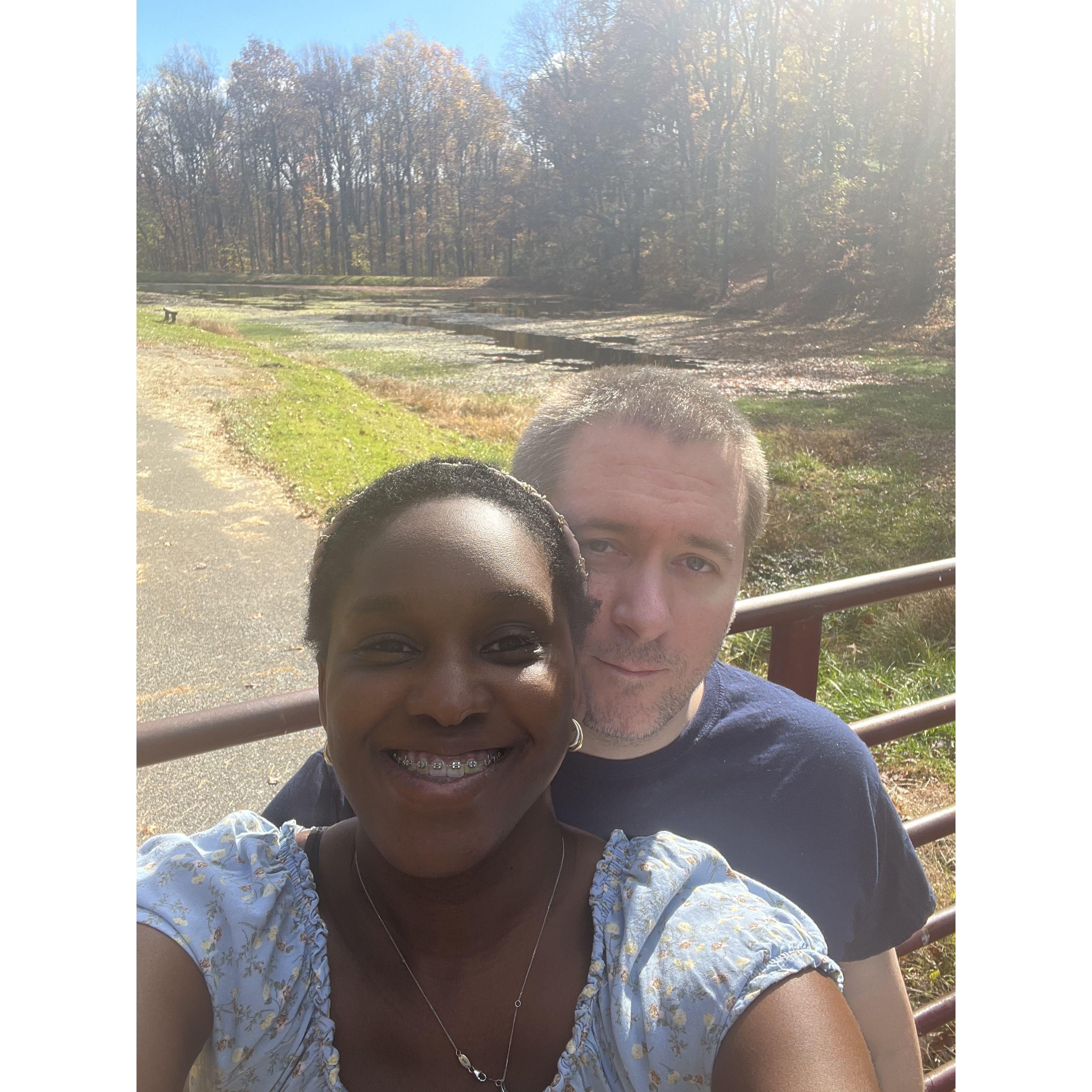 Dennis and Michelle love neighborhood walks. Michelle likes summer and Dennis likes the fall and winter.