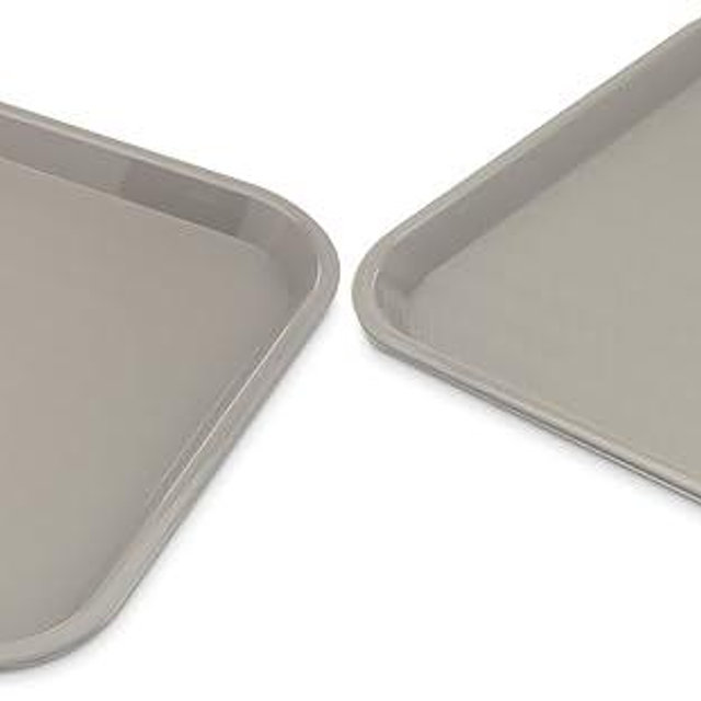 Carlisle FoodService Products Cafe Plastic Fast Food Tray, 14" x 18", Gray (Pack of 2)