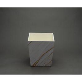 Marble Waste Basket In White-Gold For Home Decor
