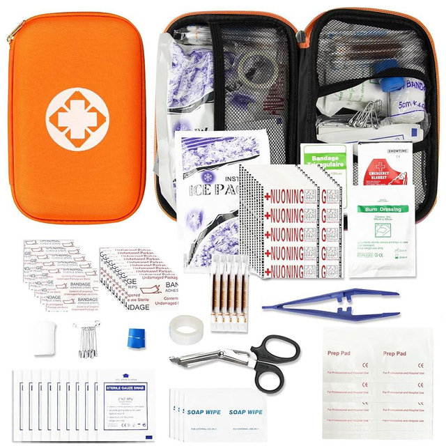 276PCS Mini Car First Aid Kit Travel Size for Business Trips, Compact First Aid Emergencies Kit Supplies for Rv Hiking Rode Trips Home Essentials, Orange AMORNING