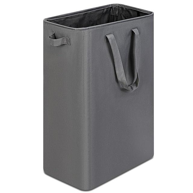 efluky Slim Laundry Basket, Narrow Laundry Hamper with Handles, Collapsible Dirty Clothes Hamper, Tall Laundry Bin for Laundry Room, Dorm and Bedroom, 12.7 Gallons(75L) Grey