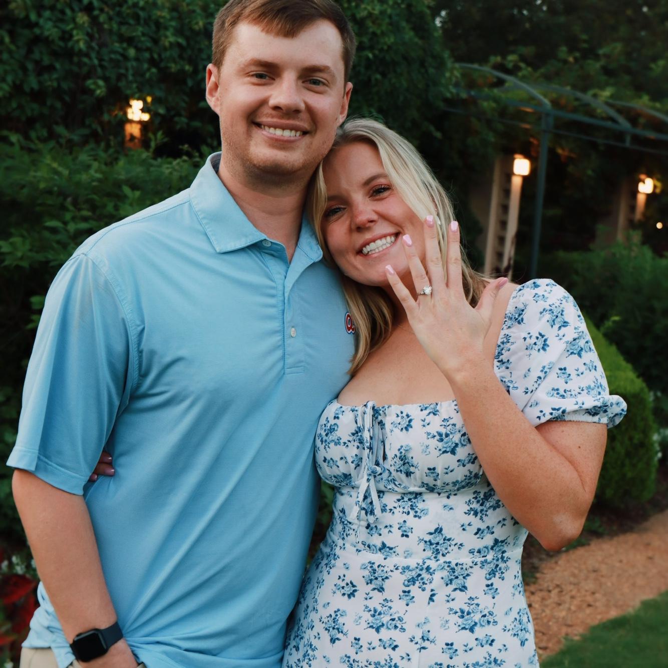 Dylan proposed to Brenna at the Atlanta Botanical Gardens in May 2024.