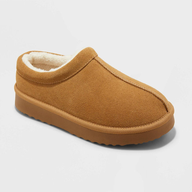 Women's Kaya Genuine Suede Clog Slippers - Auden™ Brown 11: Slip-On Indoor/Outdoor, Cushioned Footbed, Medium Width