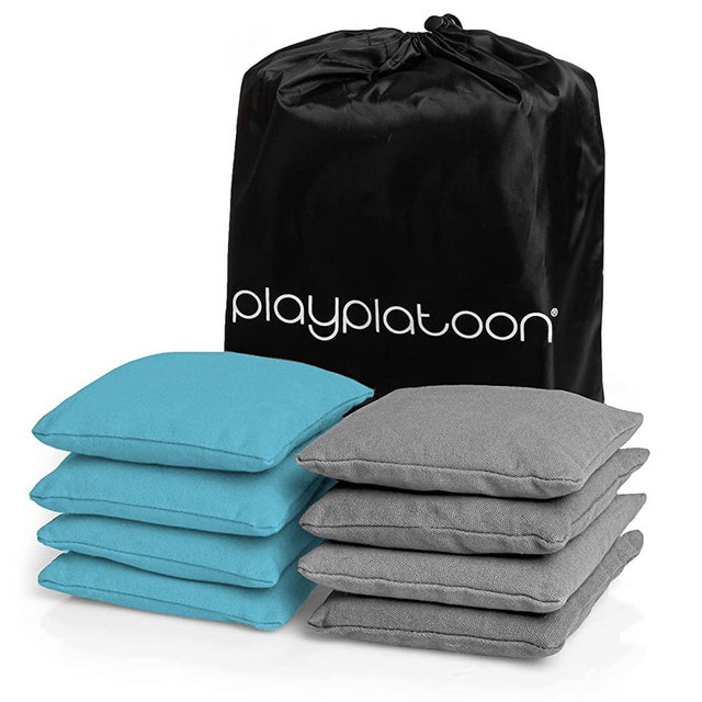 Premium Weather Resistant Duckcloth Cornhole Bags - Set of 8 Bean Bags for Corn Hole Game - Regulation Size & Weight