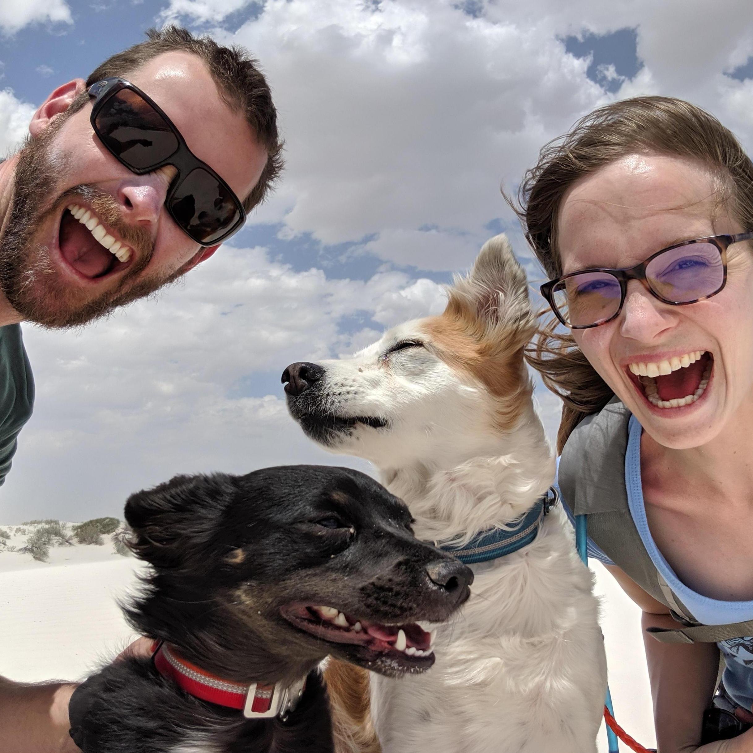 Braving the wind at White Sands National Monument.