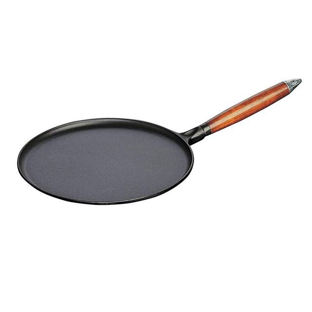 Staub Cast Iron 11-inch Crepe Pan with Spreader & Spatula - Matte Black, Made in France