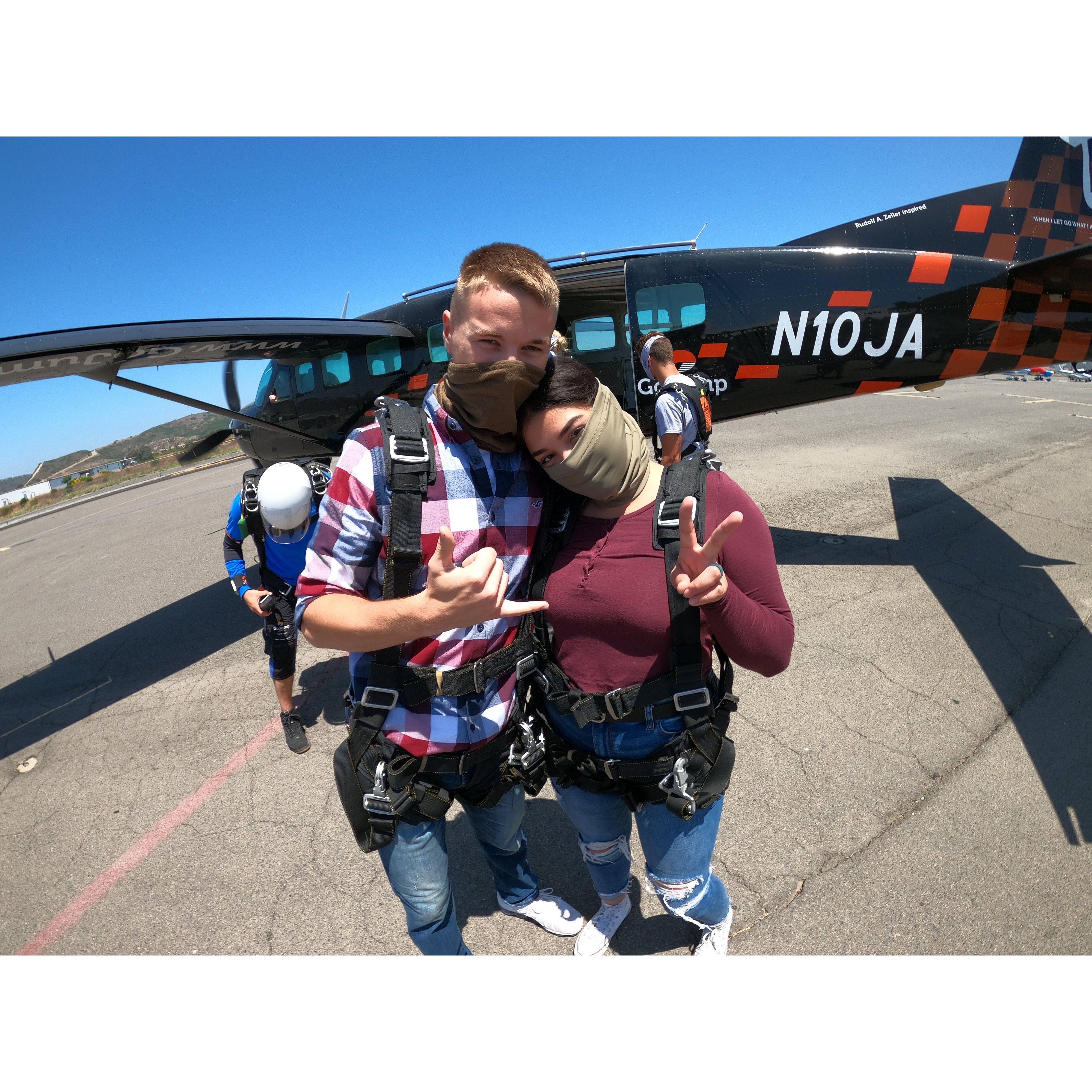 First time skydiving for our 2 year anniversary.