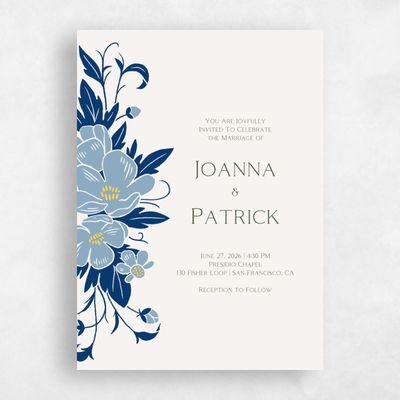 Peach Blush, Orange Wedding Invitation - Glenarden Portrait