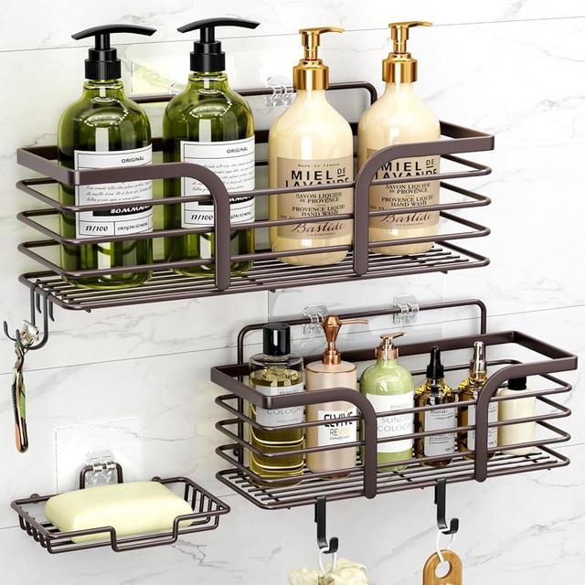 Yougai Shower Caddy 3 Pack, No drilling Stainless Steel Hanging Shower Organizer Set, Strong Adhesive Shower Organizer for Bathroom Storage, Waterproof & Large Bearing Weight Organizer Shelf