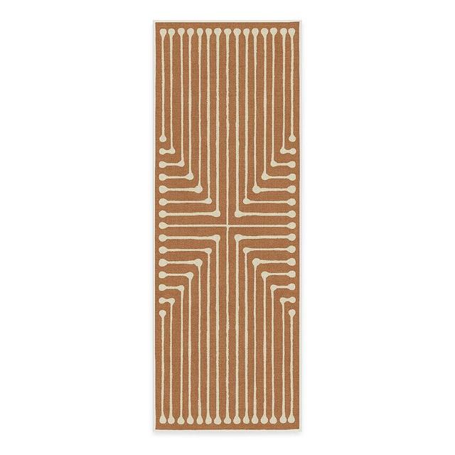 RUGGABLE x Jonathan Adler Runner Rug- Perfect Modern Rug for Bedroom, Entryway Hallway, Living Room & Kitchen- Stain & Water Resistant-Soft & Durable,Inkdrop Copper 2.5'x7' (Cushioned Pad)