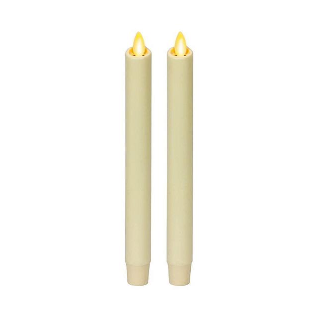 Luminara Flameless Taper Candles (2-Pack, Ivory White); 9.75-Inch Flickering Flame Real Wax LED Battery-Operated Candles