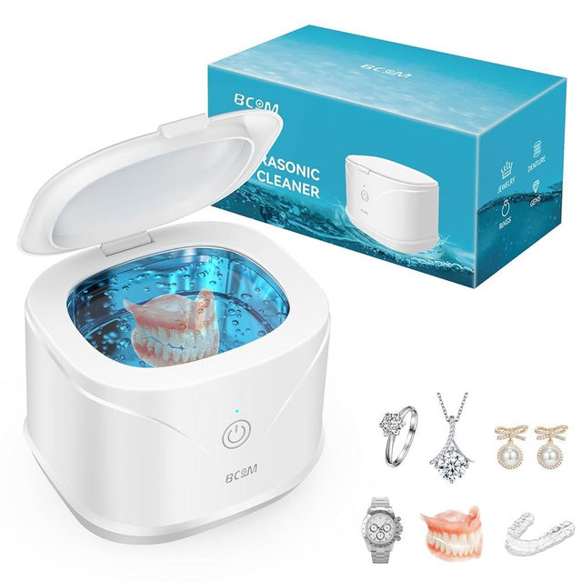 BCOM Retainer Cleaner,Jewelry Cleaner Ultrasonic Machine 46kHz, Jewelry&Retainer Cleaner 2-in-1 Professional Portable Dental Jewelry Pod Deep Clean forJewelry,Retainer,Mouth Guard, Ring New Year Gift