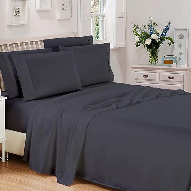 Marina Shades 100% Egyptian Cotton Queen Size Elephant Grey 4 Piece Sheet Set 1000 Thread Count Super Soft Breathable Fade Resistant Hotel Quality Luxury Bedding Fits Up to 18 Inch Extra Deep Pocket