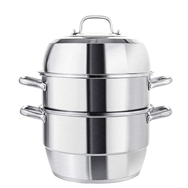 VENTION Heavy Duty Stainless Steel Steamer Pot, Triple-Tier Food Grade Stacked Stream Pot, 23 Quarts