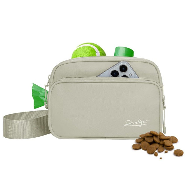 Runlight Dog Training Treat Pouch Fanny Pack,Dog Waist Belt,Dog Walking Bag Crossbody with Poop Bags,Puppy Treat Bag Training Pouch (Khaki)