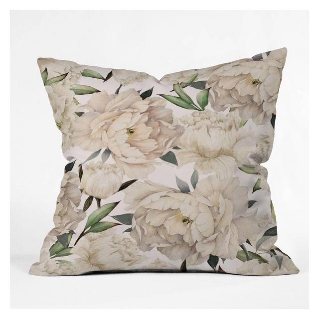 18"x18" Nadja Peonies Pattern Square Throw Pillow - Deny Designs