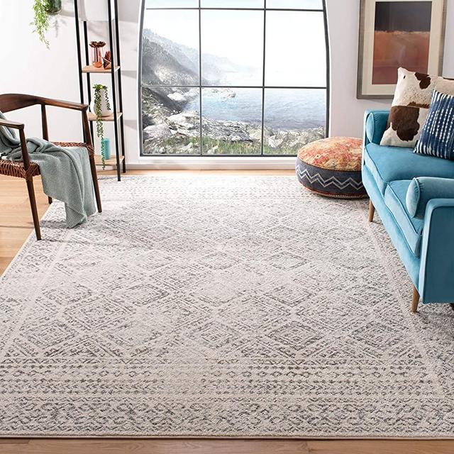 Safavieh Tulum Collection TUL264A Boho Moroccan Distressed Area Rug, 6' x 9', Ivory/Grey