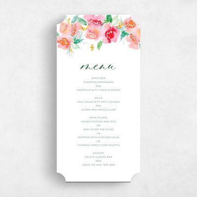 Orange Ticket Wedding Menu - Camarillo