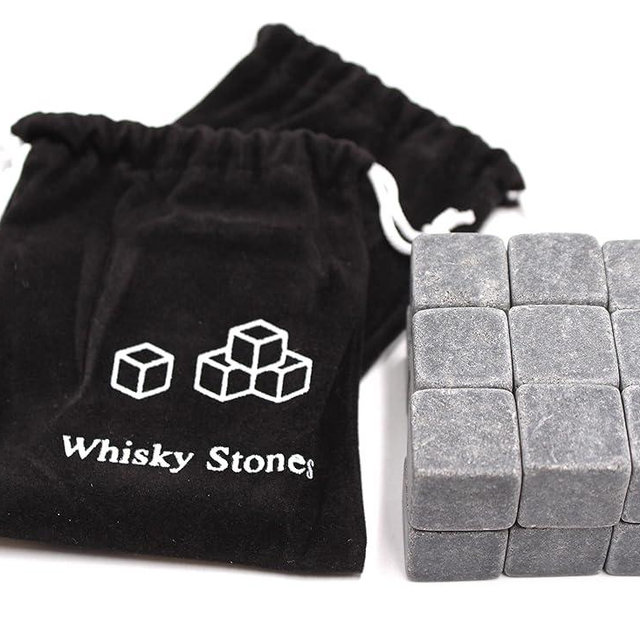 Set of 18 - Pure Soapstone Reusable Chilling Rocks for Whiskey - No Water Dilution & Perfect for Liquor, Wine and Other Beverages - with 2 Velvet Bags Included (Grey Color)