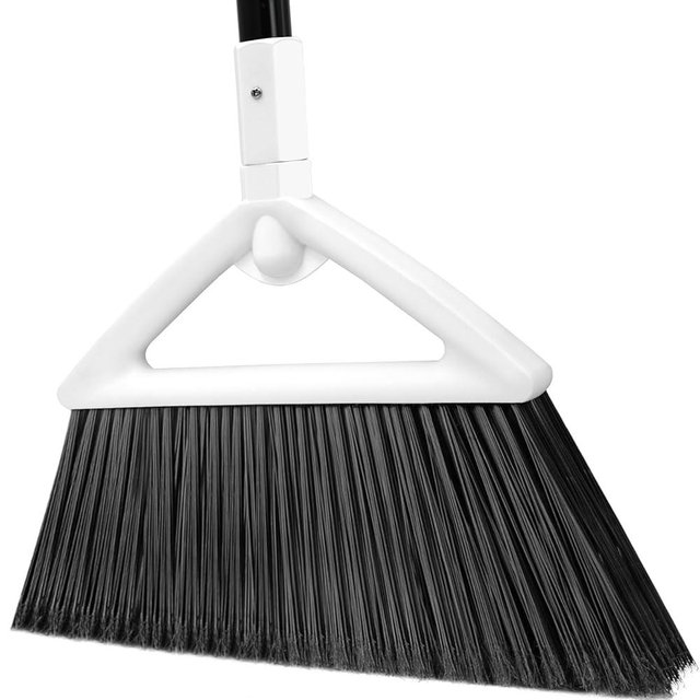 Szjyhqy Outdoor Indoor Broom, Brooms for Sweeeping Indoor, Heavy-Duty Kitchen Broom with Long Pole, Angle Broom White for Garages Restaurant Courtyard Office Slidewalk Lobby Sweep Dust