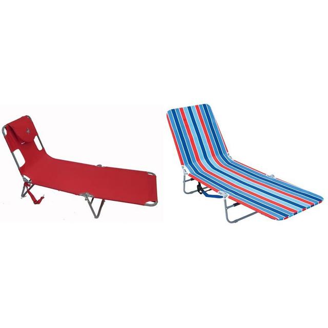 OstrichOstrich Chaise Lounge, Red Rio Beach Portable Folding Backpack Beach Lounge Chair with Backpack Straps and Storage Pouch, Blue and Red, 8.5 lbsRIO Beach