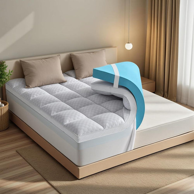 Dual Layer Memory Foam Mattress Topper for Pain Relief with 2X Support, 2" Fluffy Pillow Top Queen Mattress Topper Plus 2" Odor-Free Cooling Gel Memory Foam Ultra Comfort Mattress Pad Cover