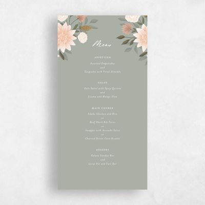 Pale Sage, Green Wedding Menu - Simeri