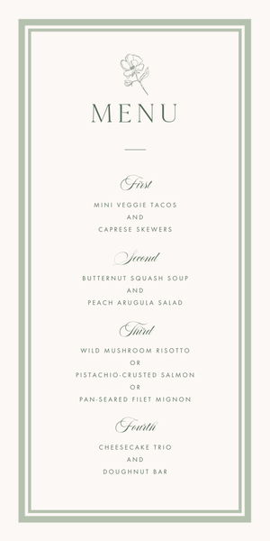 Fable | Laurel Green | Zola Wedding Menus