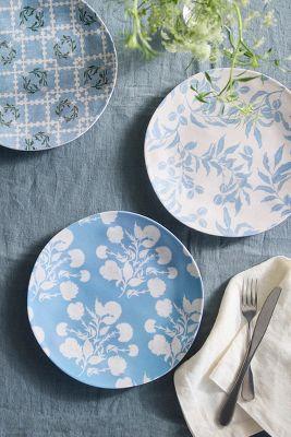 Lulie Wallace Melamine Plates, Set of 3 Blue