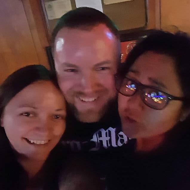 With our pal Mary at NASCAR karaoke.