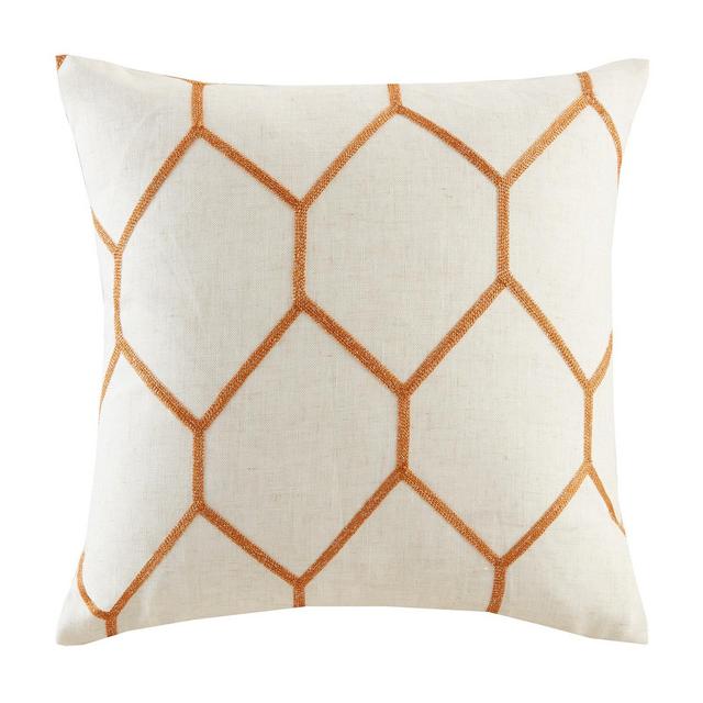 20"x20" 2pk Geometric Embroidered Throw Pillow Orange