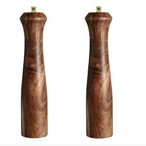 Wooden Salt and Pepper Grinder Set,Manual Salt and Pepper Mill,Acacia wood Salt Grinder Refillable,Pepper Mill with Adjustable Coarseness,Salt and Pepper Shakers Tableware Gifts 10" 2PCS