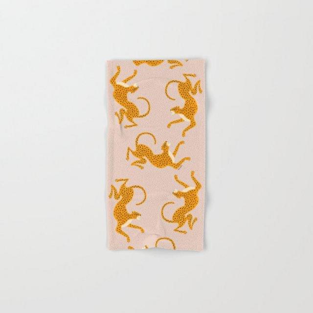 Leopard Race - pink Hand & Bath Towel