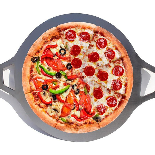 Pizza Steel for Oven & Grill – Heavy Duty Baking Steel Pizza Stone, Round Baking Steels with Dual Handles，Carbon Pizza Pan for Crispy Crust, Bread, Cooking & BBQ