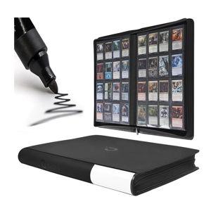 Premium Card Binder 16 Pocket - Fits 1600 Cards，4X4 Ringless Card Album with Sleeves for Trading Cards & Sports Cards（Model C，Classic Black）