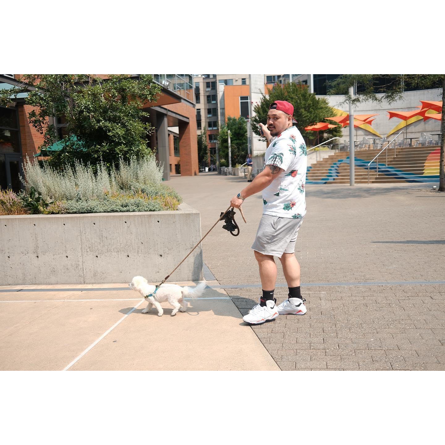 Justin catching me and the boy in tour guide mode!