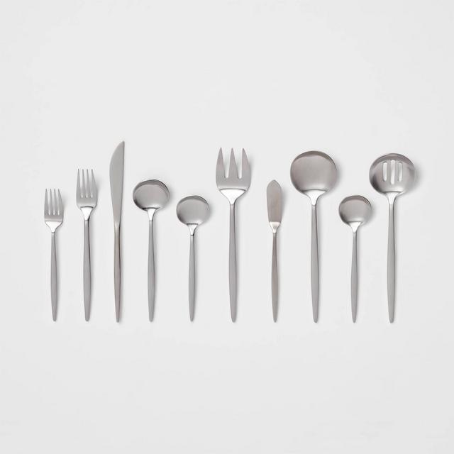 45pc Stainless Steel Modern Exaggerated Silverware Set - Threshold™