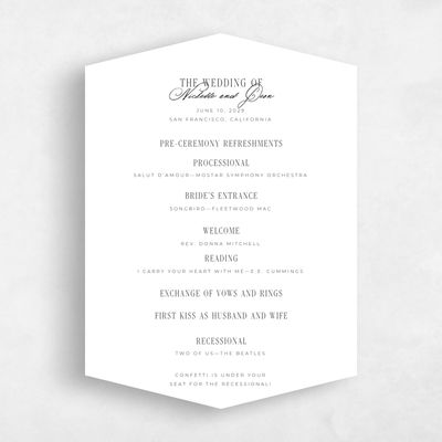 White Diamond Wedding Program - Reece