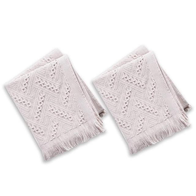 ZeeMart Hand Towels with Tassels, 2 Packs 100% Cotton Thin Bathroom Hand Towels Woven Kitchen Hand Towels, Boho Decorative Face Towels, 13x30 Inches, Greige