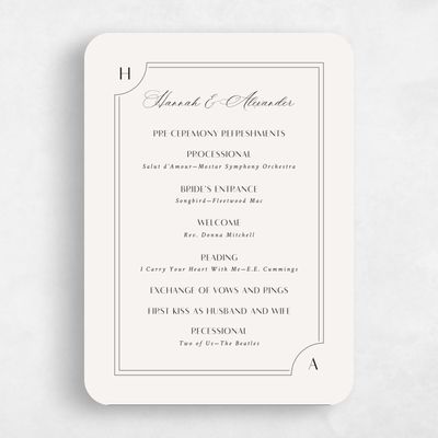 Beige Rounded Wedding Program - Lynx