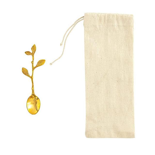 Creative Co-op Stainless Steel Spoon with Branch & Leaves Shaped Handle & Brass Finish Flatware, Brass