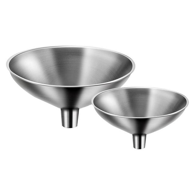 Serinar 2 Piece Small Stainless Steel Filling Funnel, Mini Funnel, Flask Funnel, Essential Oil Transfer Funnel, Large for Kitchen, Small for Flask, Essential Oil Transfer