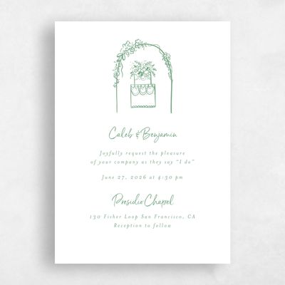 Green Wedding Invitation - Oia Arch