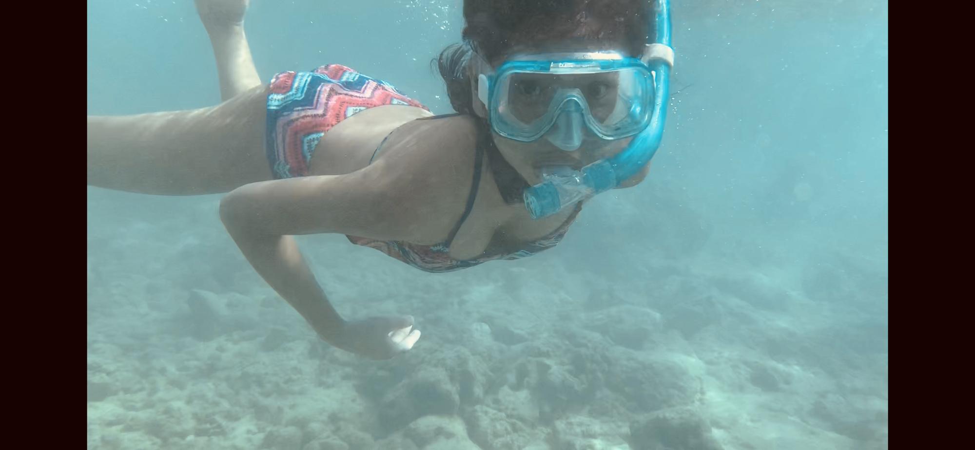 daughter snorkeling at Hanauma Bay
