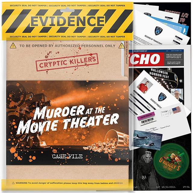 Unsolved Murder Mystery Game - Cold Case File Investigation - Detective Clues / Evidence - Solve The Crime - Individuals, Date Nights & Party Groups - Murder at The Movie Theater by CRYPTIC KILLERS