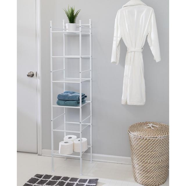 Honey Can Do 6-Tier White Bathroom Storage Shelving Unit