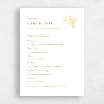 White Wedding Program - Sambac Foil