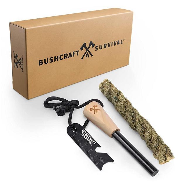 Bushcraft Survival Ferro Rod Fire Starter Kit & Backpacking Multitool | Flint and Steel Striker | Waterproof Magnesium Farrow Rod Tool & Firestarter for Campfires